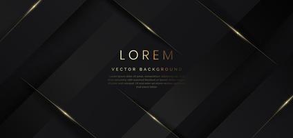 Abstract luxury shiny black background with lines golden glowing. vector