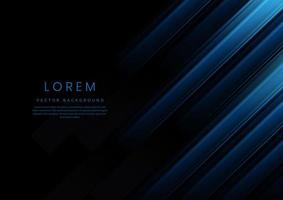 Abstract blue gradient geometric diagonal overlapping on black background with copy space for text. vector