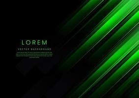 Abstract green gradient geometric diagonal overlapping on black background with copy space for text. vector