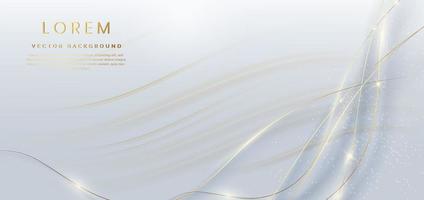 plantilla abstracta fondo de lujo blanco y plateado 3d superpuesto con líneas doradas curva brillo. estilo de lujo. vector