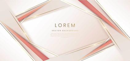 Abstract luxury template background 3d soft brown overlapping with gold lines. Luxury style. vector