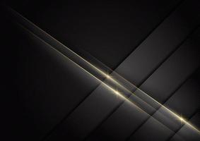 Abstract 3D luxury template shiny black background with lines golden glowing sparking. vector