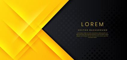 Template geometric yellow with halftone effect cecoration on black background with copy space for text. vector