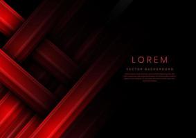 Abstract red gradient geometric diagonal overlapping on black background with copy space for text. vector