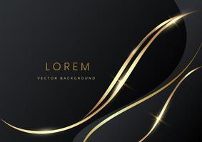 Abstract black luxury background 3d overlapping with gold lines curve. Luxury style. vector