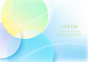 Abstract colorful pastel gradients color overlapping circles on light blue background with copy space for text. vector