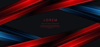 Abstract red and blue gradient geometric diagonal layer on black background with copy space for text. vector