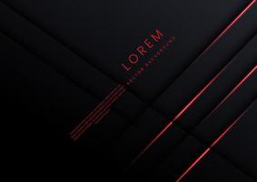 Abstract black background with diagonal geometric glowing red effect lines. Futuristic technology template, backdrop, banner. vector