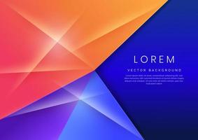 Abstract elegant modern triangles blue and orange gradient shiny on dark blue background with space for your text. vector