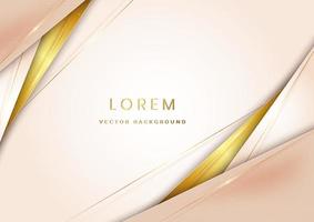 Luxury abstrct 3d template design with golden diagonal lines sparkle on white soft brown background. vector