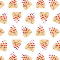 Romantic pattern with envelopes and hearts. vector