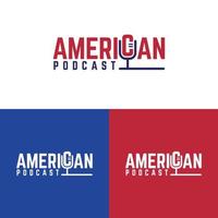 plantilla de vector de diseño de logotipo de podcast americano