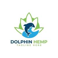 dolphin hemp logo design template free vector