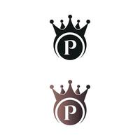 luxury crown letter mark P letter logo vector template