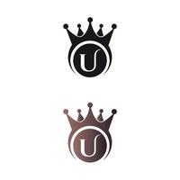 luxury crown letter mark U letter logo vector template