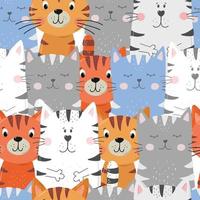 seamless pattern with hand drawn cartoon cats for kids room textile, apparel, prints, wallpaper, wrapping paper, etc. EPS 10 vector