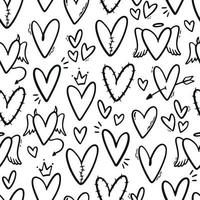 Patrón sin fisuras del día de San Valentín con corazones de doodle. bueno para papel de regalo, estampados textiles, páginas para colorear, álbumes de recortes, papel tapiz, etc. eps 10 vector