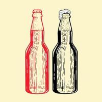 bottle illustration engraving style vector