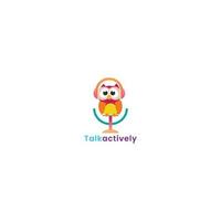 Owl talk logo design vector premium templte