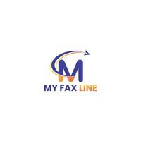 Logotipo de línea de fax con plantilla de letra m primium vector