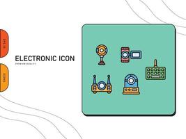 línea de paquete de iconos de electrónica vector gratis