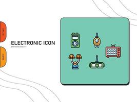 línea de paquete de iconos de electrónica vector gratis