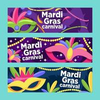 carnaval de mardi gras con máscara y pancarta de cuentas vector