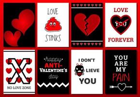 vectores de tarjetas anti-san valentin