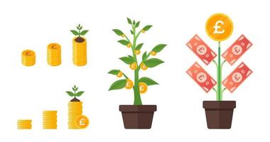 Pound Sterling Money Tree Growing vector