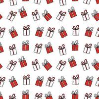 Seamless pattern sewing clothes and printing paper. Christmas present doodle style. vector