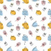 Cute seamless pattern doodle style. New Year and Christmas. Background for printing on fabric. vector
