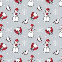 New Year and Christmas. Gray seamless pattern. Snowman , snowflake and mitten. Wallpaper print. vector