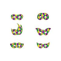 Set of mardi gras masks. isolated carnival masks in different shapes vector