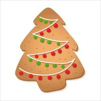 Ginger cookies for Christmas in the form of a christmas tree. Vector illustration