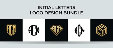 Initial letters ACM logo designs Bundle vector