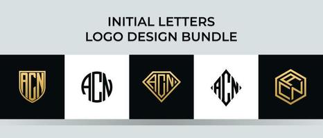 Initial letters ACN logo designs Bundle vector