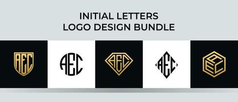 Initial letters AEC logo designs Bundle vector