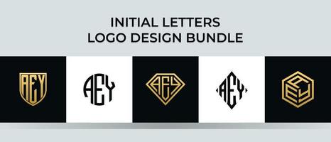 letras iniciales paquete de diseños de logotipo aey vector