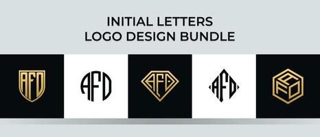 Initial letters AFO logo designs Bundle vector