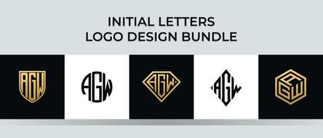 Initial letters AGW logo designs Bundle vector