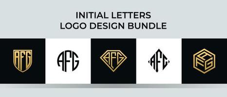 Initial letters AFG logo designs Bundle vector