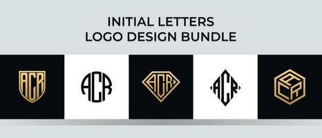 paquete de diseños de logotipo de letras iniciales acr vector