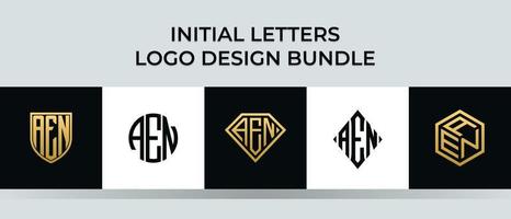 Initial letters AEN logo designs Bundle vector