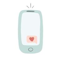 teléfono celular con un mensaje de amor en una ilustración de vector de pantalla