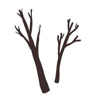 Set of two dry old branches on white background vector