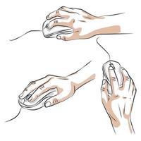 Hand holding mouse sketch vector