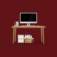 Vector creative design, Simple office desk on a red background used for other decorative.