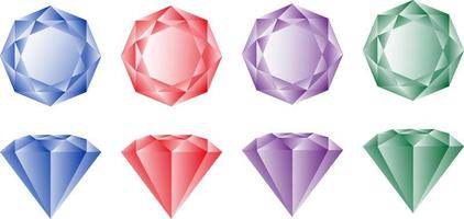 Diamante 3d con dos ángulos laterales en varios colores vector