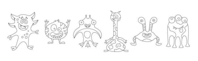 Funny monsters. Set of elements in cartoon style. Vector