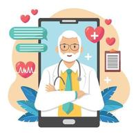 teleconsulta médica online con un médico vector